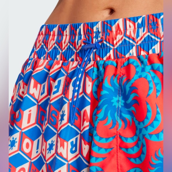 Adidas x FARM Rio Pacer Shorts, Color Bright Red / Signal Cyan, Size M, NWT - Picture 5 of 16